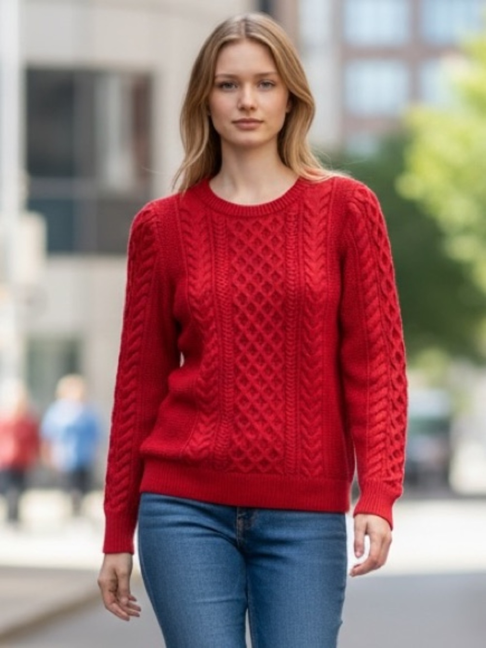 GAP 100% cotton Cable Knit Red  Crewneck Sweater size Small